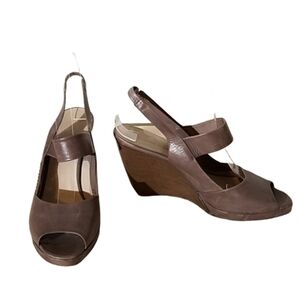 CNC Costume National‎ Gray Slingback Wedges 38.5